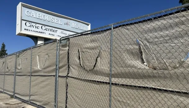 Why is Downtown San Bernardino's Carousel Mall fenced?